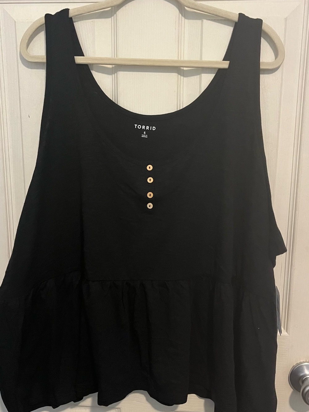 torrid Black Peplum Tank with Wooden Button Accents